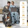 imageCatalonia Pink Wearable Fleece Blanket with Sleeves and Foot Pockets for Adult Women Men Micro Plush Comfy Wrap Sleeved Throw Blanket RobeWondercat Grey