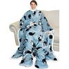 imageCatalonia Pink Wearable Fleece Blanket with Sleeves and Foot Pockets for Adult Women Men Micro Plush Comfy Wrap Sleeved Throw Blanket RobeWondercat Grey