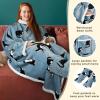 imageCatalonia Pink Wearable Fleece Blanket with Sleeves and Foot Pockets for Adult Women Men Micro Plush Comfy Wrap Sleeved Throw Blanket RobeWondercat Grey