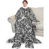 imageCatalonia Pink Wearable Fleece Blanket with Sleeves and Foot Pockets for Adult Women Men Micro Plush Comfy Wrap Sleeved Throw Blanket RobeZebra