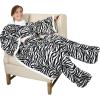 imageCatalonia Pink Wearable Fleece Blanket with Sleeves and Foot Pockets for Adult Women Men Micro Plush Comfy Wrap Sleeved Throw Blanket RobeZebra