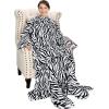 imageCatalonia Pink Wearable Fleece Blanket with Sleeves and Foot Pockets for Adult Women Men Micro Plush Comfy Wrap Sleeved Throw Blanket RobeZebra