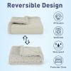 imageCatalonia Waterproof Bed Blanket Washable Leakproof Bed Cover for Couples Reversible Protector Blanket for Couch Sofa Stain Proof Blanket Pad for Adults 50X60 inches PurpleCamelTaupe