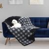 imageCatalonia Waterproof Bed Blanket Washable Leakproof Bed Cover for Couples Reversible Protector Blanket for Couch Sofa Stain Proof Blanket Pad for Adults 50X60 inches PurpleGrey Plaid  Black