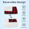 imageCatalonia Waterproof Bed Blanket Washable Leakproof Bed Cover for Couples Reversible Protector Blanket for Couch Sofa Stain Proof Blanket Pad for Adults 50X60 inches PurpleBuffalo Red Off White