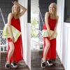 imageCatalonia Womens Summer Maxi Dress Beach Chiffon Sundress Swimwear Bathing Suit Cover Up Red