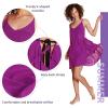 imageCatalonia Womens Swim Bathing Suit Cover Up Summer Chiffon Backless Beach Mini Sundress Purple
