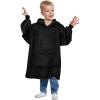 imageCatalonia Oversized Blanket Hoodie for Kids Wearable Fleece Sweatshirt Pullover with Large Front Pocket 412 Years Boy GirlBlack