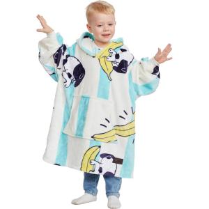 imageCatalonia Banana Dog Wearable Blanket Hoodie for Kids Fleece Sweatshirt Pullover with Large Front Pocket 412 Years Boy Girl Gift
