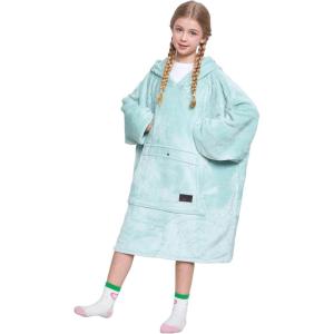 imageCatalonia Oversized Blanket Hoodie Sweatshirt for Kids Wearable Fleece Pullover with Large Front Pocket Teen Boys Girls Gift AquaAqua