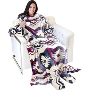 imageCatalonia Pink Wearable Fleece Blanket with Sleeves and Foot Pockets for Adult Women Men Micro Plush Comfy Wrap Sleeved Throw Blanket RobeSouthwest Star