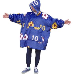 imageCatalonia Soccer Team Print Oversized Hoodie Blanket Sweatshirt Wearable Sherpa Giant Pullover for Adults Men Women Teenagers Football Fanatic Gift