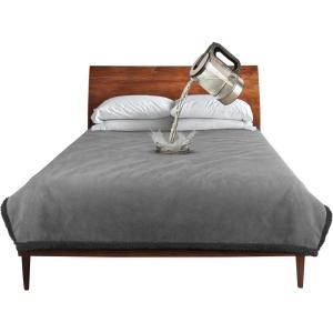 imageCatalonia Waterproof Bed Blanket Washable Leakproof Bed Cover for Couples Reversible Protector Blanket for Couch Sofa Stain Proof Blanket Pad for Adults 50X60 inches PurpleLt GrayDk Gray
