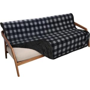 imageCatalonia Waterproof Bed Blanket Washable Leakproof Bed Cover for Couples Reversible Protector Blanket for Couch Sofa Stain Proof Blanket Pad for Adults 50X60 inches PurpleGrey Plaid  Black