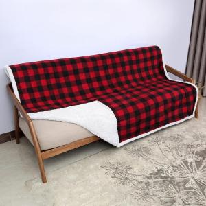 imageCatalonia Waterproof Bed Blanket Washable Leakproof Bed Cover for Couples Reversible Protector Blanket for Couch Sofa Stain Proof Blanket Pad for Adults 50X60 inches PurpleBuffalo Red Off White