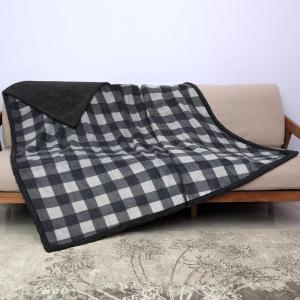 imageKritter Planet Waterproof Bed Blanket for Couples Washable Stain Proof Pad Bed Cover Reversible Leakproof Furniture Protector Liquid Proof Blanket for Couch Sofa 50x60 inch Queen Size PurpleGrey PlaidBlack