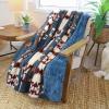 imageCatalonia Southwestern Tribal Print Throw Soft Aztec Sherpa Blanket Navajo Style Native for Couch Sofa Bed  Cozy Boho Home Decor 50x60 InchesSouthwestern Blue