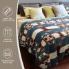 imageCatalonia Southwestern Tribal Print Throw Soft Aztec Sherpa Blanket Navajo Style Native for Couch Sofa Bed  Cozy Boho Home Decor 50x60 InchesSouthwestern Blue