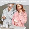 imageCatalonia Womens Long Bathrobe Soft Fleece Robe Comfy Sleepwear NightgownGrey
