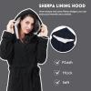 imageCatalonia Womens Plush Fleece Long Robe with Hood Plus Size Warm Soft Fluffy Lightweight Bathrobe Valentines Day GiftBlack