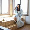 imageCatalonia Womens Plush Fleece Long Robe with Hood Plus Size Warm Soft Fluffy Lightweight Bathrobe Valentines Day GiftBlue
