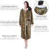 imageCatalonia Womens Plush Fleece Long Robe with Hood Plus Size Warm Soft Fluffy Lightweight Bathrobe Valentines Day GiftCheetah