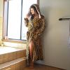 imageCatalonia Womens Plush Fleece Long Robe with Hood Plus Size Warm Soft Fluffy Lightweight Bathrobe Valentines Day GiftCheetah