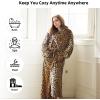 imageCatalonia Womens Plush Fleece Long Robe with Hood Plus Size Warm Soft Fluffy Lightweight Bathrobe Valentines Day GiftCheetah