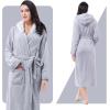imageCatalonia Womens Plush Fleece Long Robe with Hood Plus Size Warm Soft Fluffy Lightweight Bathrobe Valentines Day GiftGrey