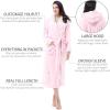 imageCatalonia Womens Plush Fleece Long Robe with Hood Plus Size Warm Soft Fluffy Lightweight Bathrobe Valentines Day GiftPink