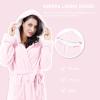 imageCatalonia Womens Plush Fleece Long Robe with Hood Plus Size Warm Soft Fluffy Lightweight Bathrobe Valentines Day GiftPink