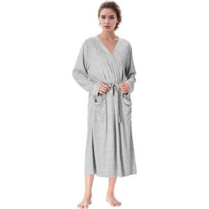 imageCatalonia Lightweight Ladies Bathrobe Long Summer Robe with PocketsSoft Summer Robes for Women Kimono Gift for HerGray Ash