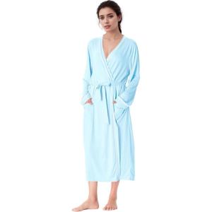 imageCatalonia Lightweight Ladies Bathrobe Long Summer Robe with PocketsSoft Summer Robes for Women Kimono Gift for HerLight Blue