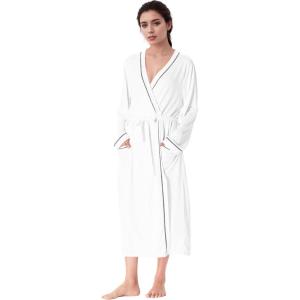 imageCatalonia Lightweight Ladies Bathrobe Long Summer Robe with PocketsSoft Summer Robes for Women Kimono Gift for HerWhite