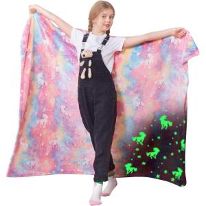 imageCatalonia Pink Unicorn Blanket for Girls Rainbow Glow in The Dark Throw Blanket for Girls Aged 410 Plush Fleece Couch Blanket Kids Valentines Day Gifts BirthdayGlow in the Darkpink Unicorn