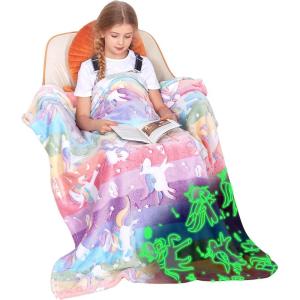 imageCatalonia Pink Unicorn Blanket for Girls Rainbow Glow in The Dark Throw Blanket for Girls Aged 410 Plush Fleece Couch Blanket Kids Valentines Day Gifts BirthdayGlow in the Darkunicorn