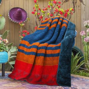 imageCatalonia Southwestern Tribal Print Throw Soft Aztec Sherpa Blanket Navajo Style Native for Couch Sofa Bed  Cozy Boho Home Decor 50x60 InchesSouthwestern Stripe