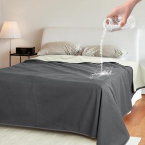 imageCatalonia Waterproof Fleece Blanket for Couch Reversible Sofa Cover Bed Coverlet Protector Washable Leak Proof Comfortable for People and PetsGreyTaupe