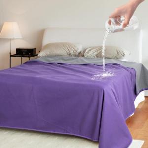 imageCatalonia Waterproof Fleece Blanket for Couch Reversible Sofa Cover Bed Coverlet Protector Washable Leak Proof Comfortable for People and PetsPurpleGrey