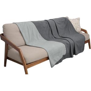 imageCatalonia Waterproof Love Blanket Reversible Fleece Bed Sofa Cover Washable Furniture Protector for Couch Sofa Bed Queen Size PurpleLight GrayDark Gray