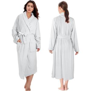 imageCatalonia Womens Long Bathrobe Soft Fleece Robe Comfy Sleepwear NightgownGrey