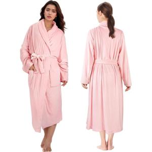 imageCatalonia Womens Long Bathrobe Soft Fleece Robe Comfy Sleepwear NightgownPink