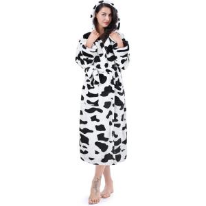 imageCatalonia Womens Plush Fleece Long Robe with Hood Plus Size Warm Soft Fluffy Lightweight Bathrobe Valentines Day GiftDalmatian