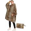 imageCatalonia Oversized Blanket Hoodie Sweatshirt Portable Wearable Blanket Pullover Sherpa Jacket Ideal GiftingCheetah