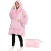 imageCatalonia Oversized Blanket Hoodie Sweatshirt Portable Wearable Blanket Pullover Sherpa Jacket Ideal GiftingPink