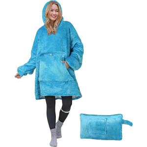 imageCatalonia Oversized Blanket Hoodie Sweatshirt Portable Wearable Blanket Pullover Sherpa Jacket Ideal GiftingBlue