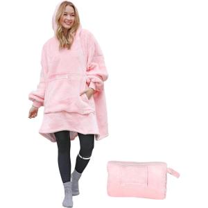 imageCatalonia Oversized Blanket Hoodie Sweatshirt Portable Wearable Blanket Pullover Sherpa Jacket Ideal GiftingPink