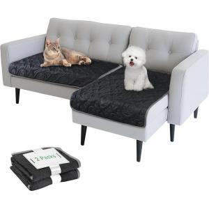 imageKritter Planet Pack of 2 Waterproof Dog Pads Small Furniture Pet Pads Couch Dog Pads for Sofa for Puppy Cats Reversible Dog Mat 30 x 40 inchBlackDark Grey
