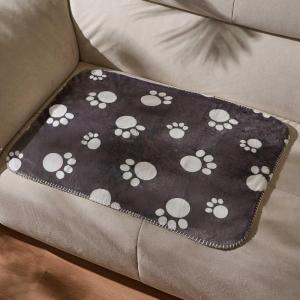 imageKritter Planet Waterproof Small Dog Blanket Paw Print Soft Puppy BlanketWashable Furniture Protector Dog Blanket for CarReversible Sherpa Fleece Couch Cover for Small PetsDark Grey Paw