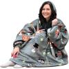 imageCatalonia Oversized Blanket Hoodie Sweatshirt Comfortable Wearable Sherpa PulloverGift for Her80s Cat Dog Gray